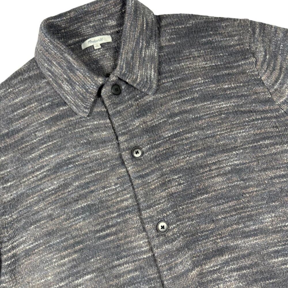 Madewell Polo Collar Cardigan Sweater Mens XL Gray Marled Wool Blend Button